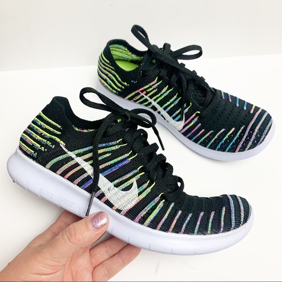 Nike Shoes - Nike Free RN Flyknit Sneakers Volt/Blue Lagoon Size 6